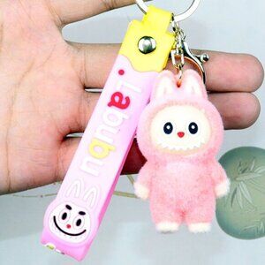 Labubu pink keychain